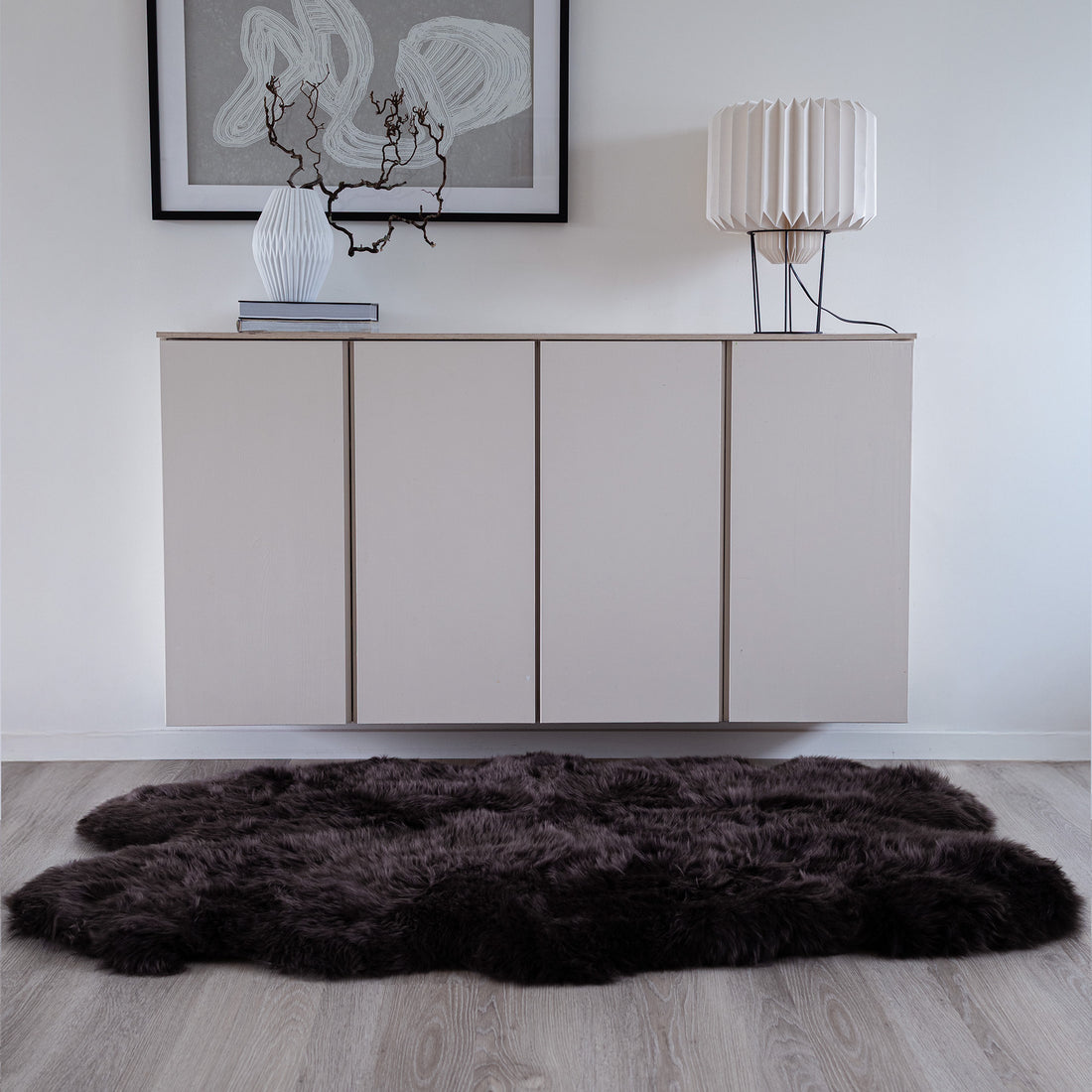 Merino Sheepskin Rug Long Wool 67x43 in - Chocolate