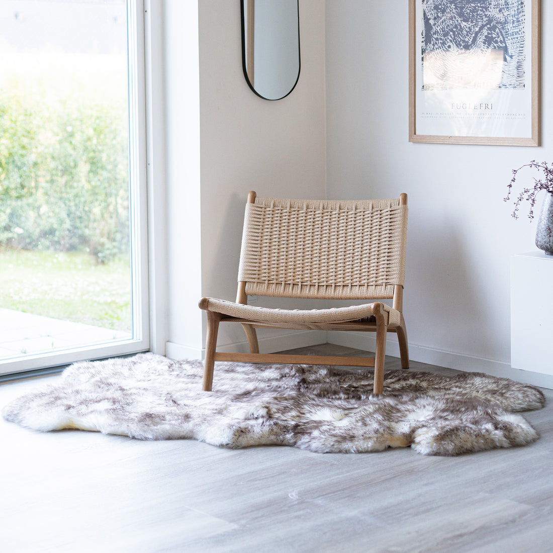 Merino Sheepskin Rug Long Wool 67x43 in - Wolf Tip